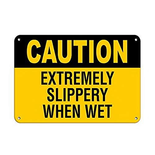 MNUT Metallschild aus Aluminium, 20,3 x 30,5 cm, Aufschrift Caution Extremely Slippery When Wet Slippery When Wet Wet Wet Schilder Blechschild von MNUT