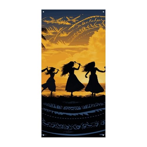 Fünf Silhouetten des hawaiianischen Tanzes Türabdeckung Banner Party Dekor Supplies Veranda Hängendes Banner Personalisierung Party Banner für Urlaub Geburtstag Garten Rasen von MNVTSKOP