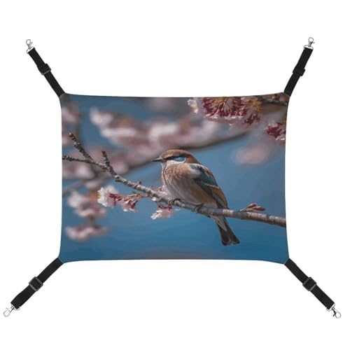 MNVTSKOP A Little Bird Haustier-Hängematte, atmungsaktive Katzenhängematte mit verstellbaren Gurten und Metallhaken, Plüsch, kleines Tier, weiches Versteckbett für drinnen und draußen von MNVTSKOP