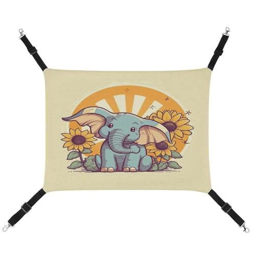 MNVTSKOP Cheery Elefant Haustier-Hängematte, atmungsaktive Katzenhängematte mit verstellbaren Gurten und Metallhaken, Plüsch, kleines Tier, weiches Versteckbett für drinnen und draußen von MNVTSKOP