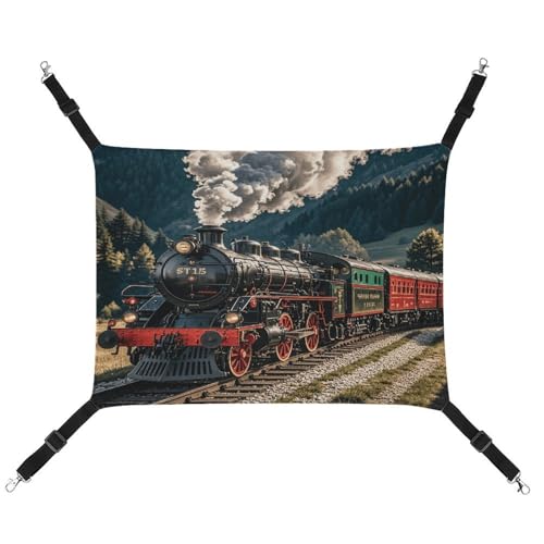 MNVTSKOP Dampflokomotive Zug Haustier Hängematte Atmungsaktive Katze Hängende Hängematte mit verstellbaren Riemen und Metallhaken Plüsch Kleintier Weiches Versteck Bett für drinnen und draußen von MNVTSKOP