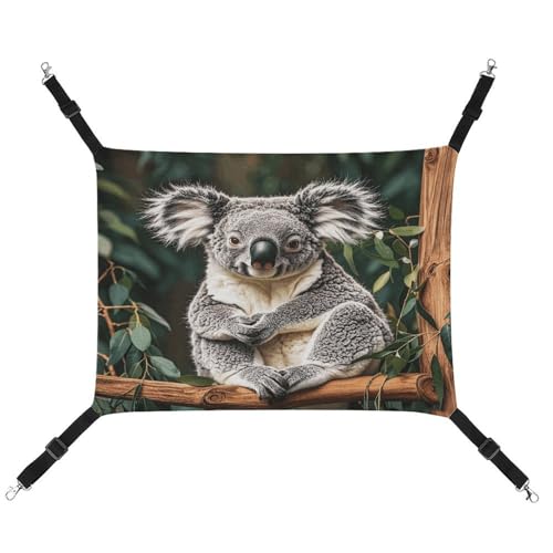 MNVTSKOP Die schöne Koala-Haustier-Hängematte, atmungsaktive Katzenhängematte mit verstellbaren Gurten und Metallhaken, Plüsch, kleines Tier, weiches Versteckbett für drinnen und draußen von MNVTSKOP