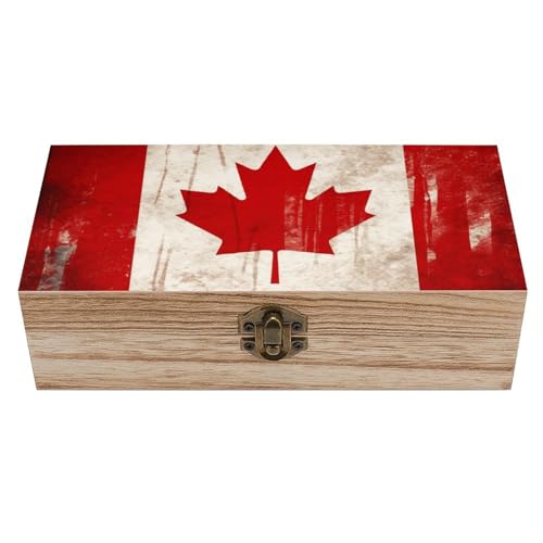 MNVTSKOP Große Aufbewahrungsbox aus Holz mit Deckel und Frontverschluss, Retro-Stil, Motiv: Kanada-Flagge, für Büro, Schreibtisch, Andenken, Erinnerungsbox, Schmuckbox, Geschenkbox MNVTSKOP Große Aufbewahrungsbox aus Holz mit Deckel und Frontverschluss, Retro-Stil, Motiv: Kanada-Flagge, für Büro, Schreibtisch, Andenken, Erinnerungsbox, Schmuckbox, Geschenkbox von MNVTSKOP