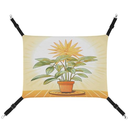 MNVTSKOP Light Plants Haustier-Hängematte, atmungsaktive Katzenhängematte mit verstellbaren Gurten und Metallhaken, Plüsch, kleines Tier, weiches Versteckbett für drinnen und draußen von MNVTSKOP