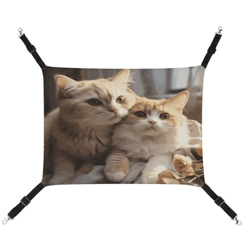 MNVTSKOP Lovers Katzen-Haustier-Hängematte, atmungsaktive Katzenhängematte mit verstellbaren Gurten und Metallhaken, Plüsch, kleines Tier, weiches Versteckbett für drinnen und draußen von MNVTSKOP