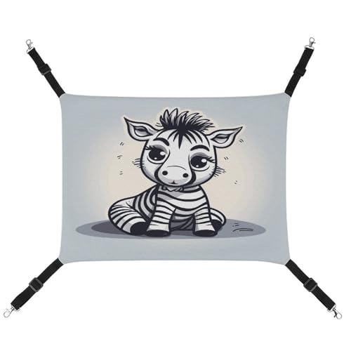 MNVTSKOP Lustige Zebra-Haustier-Hängematte, atmungsaktive Katzenhängematte mit verstellbaren Gurten und Metallhaken, Plüsch, kleines Tier, weiches Versteckbett für drinnen und draußen von MNVTSKOP