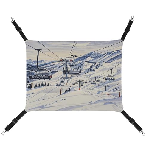 MNVTSKOP Mount Horsney Skilift-Haustierhängematte atmungsaktive Katzenhängematte mit verstellbaren Gurten und Metallhaken, Plüsch, kleines Tier, weiches Versteckbett für drinnen und draußen von MNVTSKOP
