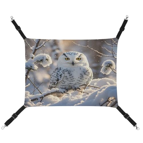 MNVTSKOP Winter weiße Eule Haustier Hängematte Atmungsaktive Katze Hängende Hängematte mit verstellbaren Riemen und Metallhaken Plüsch Kleintier Weiches Versteck Bett für drinnen und draußen von MNVTSKOP