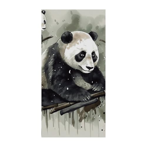 Tuschemalerei Panda Türabdeckung Banner Party Dekor Supplies Veranda Hängendes Banner Personalisierung Party Banner für Urlaub Geburtstag Garten Rasen von MNVTSKOP