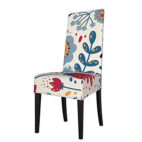 Stuhlhussen Blue and Red Floral Strech Stuhlhussen Waschbarer Stuhlbezug Stretch Sitzbezug für Stühle von MNXOIA