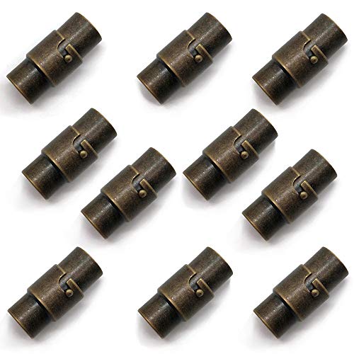 MOAMUN 10PCS Schnalle Leder Schnur Ende Cap/magnetischen Verschluss mit Verriegelung Seil Lederarmband (Bronze 4mm) von MOAMUN