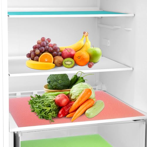 MOAMUN 20 Stück Kühlschrankmatten Schrankfolie, Wasserdicht Anti-Schimmel Kühlschrank Folie Schubladenmatte Küche, Anti-Rutsch Waschbar Schubladenmatte für Gefrierschrank Regale Tisch (4 Farbe) von MOAMUN