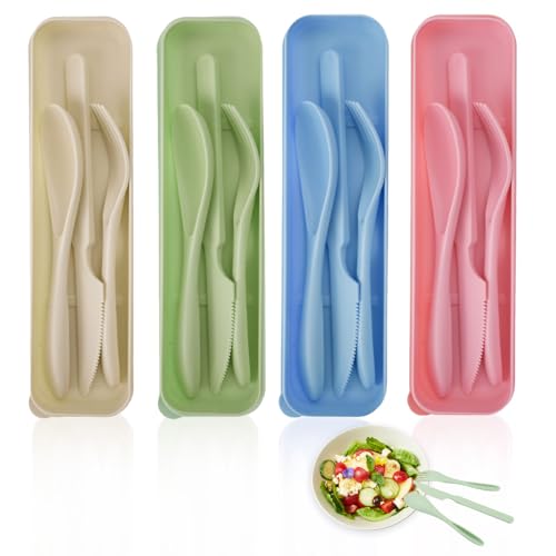 MOAMUN 4 Plastikbesteck mit Etui, Mehrweg Besteck Set Reisebesteck Camping Besteck mit Gabel Messer Löffel, Tragbare Campingbesteck Besteck To Go Bestecksets für Mittagessen Camping Picknick MOAMUN 4 Plastikbesteck mit Etui, Mehrweg Besteck Set Reisebesteck Camping Besteck mit Gabel Messer Löffel, Tragbare Campingbesteck Besteck To Go Bestecksets für Mittagessen Camping Picknick von MOAMUN