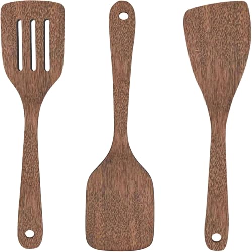 Pfannenwender Holz Kochbesteck-Set 3 Stück, Pfannenwender Olivenholz, Pfannenwender Holz Spülmaschinenfest, Küchenhelfer Hol, Aus Massivholz Hartholz von MOAZIFI