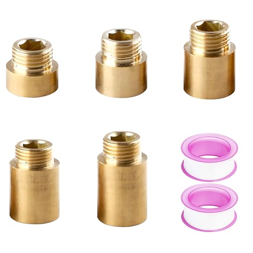 5 Stück Hahnverlängerung 1/2 Zoll, mit 2 Rollen Klebstoff, Verlängerung 1/2 Zoll, Länge Verlängern 10mm/15mm/20mm/25mm/30mm Wasserhahnverlängerung aus Messing, verlängerung Fitting 5 Stück Hahnverlängerung 1/2 Zoll, mit 2 Rollen Klebstoff, Verlängerung 1/2 Zoll, Länge Verlängern 10mm/15mm/20mm/25mm/30mm Wasserhahnverlängerung aus Messing, verlängerung Fitting von MOAZIFI