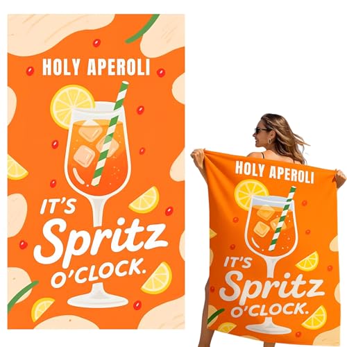 Aperol Geschenk Strandtuch 90x180cm, Aperol Strandtuch XXL 85% Polyester, Saugfähig und Schnell Trocknende, Sandfest Strandhandtuch Groß, Aperol Spritz Accessoires Merch Deko Damen(Holy Aperoli) von MOAZIFI
