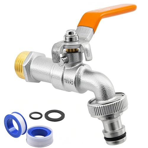 MOAZIFI Wasserhahn Garten 3/4 Zoll - Frostsicherer Messing Kugelhahn Aussen mit 2 Dichtbändern, Schlauchanschluss für Gartenbewässerung und Haushalt von MOAZIFI