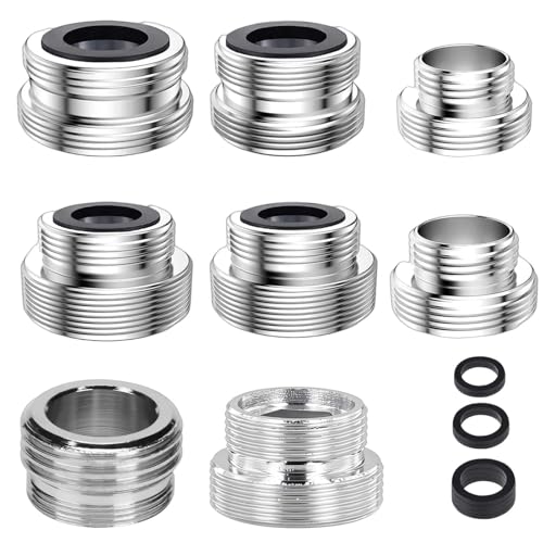 MOAZIFI Wasserhahn Adapter Set - 8-teiliges Metalladapter-Kit mit Dichtungen für Gartenschlauch, Küche und Außenbereich von MOAZIFI