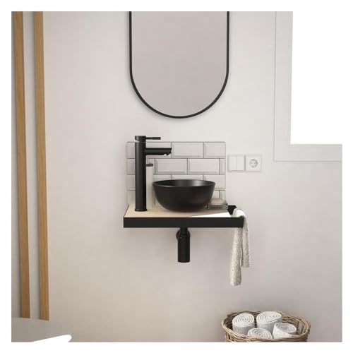 MOB-IN Handwaschbecken, flach, Handtuchhalter, Seite + Waschbecken + Wasserhahn + Spiegel Soho von MOB-IN