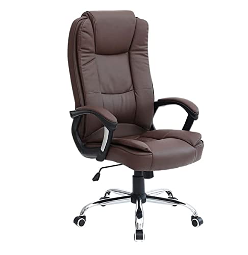 MOBAAK Gaming Stuhl Bürostuhl Computerstuhl Klassischer Stil Büro-Lederstuhl Bürostuhl Drehbarer Armlehnen-Liegestuhl Schreibtischstuhl (Color : Brown) von MOBAAK