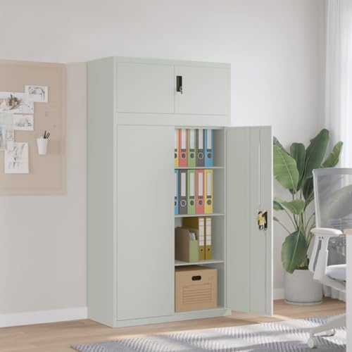 Aktenschrank Hellgrau 90x40x180 cm Stahl, Garderobenschrank Blechschrank Mehrzweckschrank Abschließbarer Schrank Geeignet für Wohnheim Schule Arbeitszimmer Wohnzimmer von MOBCANT
