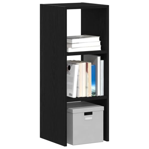 Bücherregal Stapelbar Schwarz Eichen-Optik 30x30x80 cm, Sideboards Vitrinenschrank Schränke Aktenschrank Geeignet für Büro Hotel Flur Wohnheim von MOBCANT
