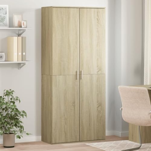 Highboard Sonoma-Eiche 80x35x180 cm Holzwerkstoff, Buffetschrank Vorratsschrank Aktenschrank Vitrinenschrank Geeignet für Büro Schlafzimmer Wohnzimmer Flur Highboard Sonoma-Eiche 80x35x180 cm Holzwerkstoff, Buffetschrank Vorratsschrank Aktenschrank Vitrinenschrank Geeignet für Büro Schlafzimmer Wohnzimmer Flur von MOBCANT