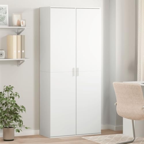 Highboard Weiß 80x35x180 cm Holzwerkstoff, Buffetschrank Vorratsschrank Beistellschrank Aktenschrank Geeignet für Wohnheim Lagerraum Schule Wohnzimmer von MOBCANT