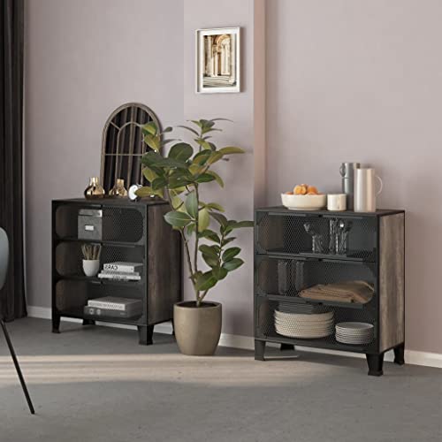 Lagerschränke 2 STK. Grau 72x36x82 cm Metall und MDF, Aktenschrank Mehrzweckschrank Buffetschrank Garderobenschrank Geeignet für Lagerraum Flur Werkstatt Wohnzimmer von MOBCANT
