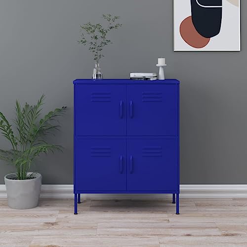 Lagerschrank Marineblau 80x35x101,5 cm Stahl, Beistellschrank Blechschrank Aktenschrank Mehrzweckschrank Geeignet für Wohnheim Schule Werkstatt Wohnzimmer von MOBCANT