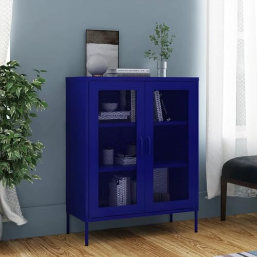 Lagerschrank Marineblau 80x35x101,5 cm Stahl, Vorratsschrank Metallschrank Werkstattschrank Aktenschrank Geeignet für Wohnheim Schlafzimmer Flur Wohnzimmer von MOBCANT