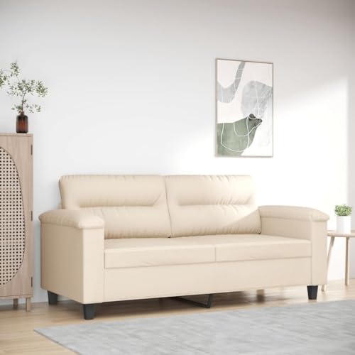 MOBCANT 2-Sitzer-Sofa Beige 140 cm Mikrofasergewebe Sofagarnitur Couchgarnitur Modulares Sofa Schlafcouch für Schlafzimmer Büro Empfangsraum Hotel von MOBCANT