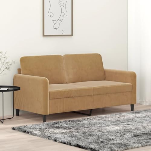 MOBCANT 2-Sitzer-Sofa Braun 140 cm Samt Wohnlandschaft Couchgarnitur Modulares Sofa Polstergarnitur für Schlafzimmer Wohnzimmer Büro Empfangsraum von MOBCANT