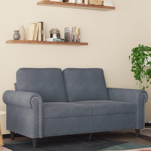 MOBCANT 2-Sitzer-Sofa Dunkelgrau 120 cm Samt Wohnlandschaft Couch Couchgarnitur Schlafsofa für Wohnung Schlafzimmer Büro Empfangsraum von MOBCANT