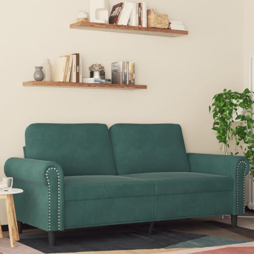 MOBCANT 2-Sitzer-Sofa Dunkelgrün 140 cm Samt Wohnlandschaft Couch Couchgarnitur Schlafsofa für Wohnung Schlafzimmer Büro Empfangsraum von MOBCANT