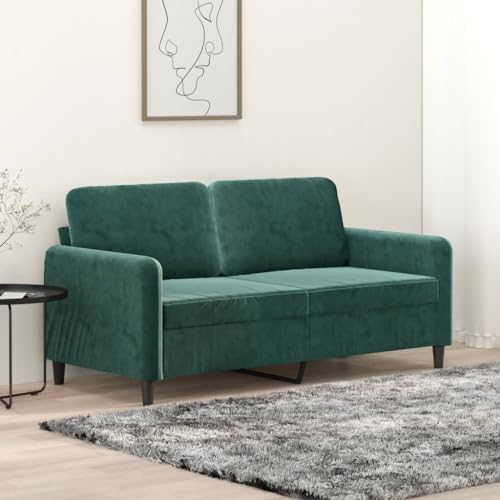 MOBCANT 2-Sitzer-Sofa Dunkelgrün 140 cm Samt Wohnlandschaft Couchgarnitur Modulares Sofa Polstergarnitur für Schlafzimmer Wohnzimmer Büro Empfangsraum von MOBCANT