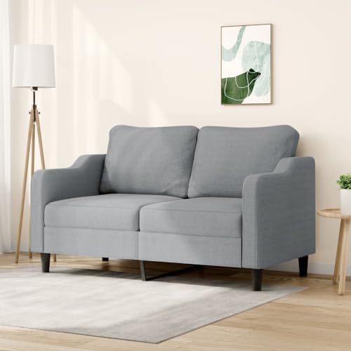 MOBCANT 2-Sitzer-Sofa Hellgrau 140 cm Stoff Sofabezug Couchgarnitur Polstergarnitur Schlafcouch für Wohnung Hotel Schlafzimmer Büro von MOBCANT