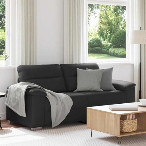 MOBCANT 2-Sitzer-Sofa Schwarz 140 cm Kunstleder Wohnlandschaft Couch Couchgarnitur Schlafcouch für Schlafzimmer Wohnzimmer Empfangsraum Büro von MOBCANT