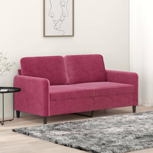 MOBCANT 2-Sitzer-Sofa Weinrot 140 cm Samt Wohnlandschaft Couchgarnitur Modulares Sofa Polstergarnitur für Schlafzimmer Wohnzimmer Büro Empfangsraum von MOBCANT
