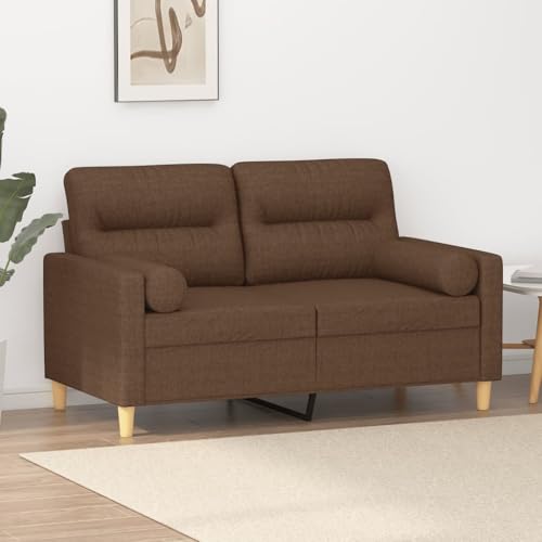 MOBCANT 2-Sitzer-Sofa mit Zierkissen Braun 120 cm Stoff Sofagarnitur Couch Modulares Sofa Sofabezug für Schlafzimmer Wohnzimmer Büro Wohnung MOBCANT 2-Sitzer-Sofa mit Zierkissen Braun 120 cm Stoff Sofagarnitur Couch Modulares Sofa Sofabezug für Schlafzimmer Wohnzimmer Büro Wohnung von MOBCANT