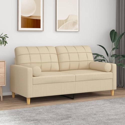 MOBCANT 2-Sitzer-Sofa mit Zierkissen Creme 140 cm Stoff Sofagarnitur Couch Polstergarnitur Schlafcouch für Wohnzimmer Büro Wohnung Schlafzimmer MOBCANT 2-Sitzer-Sofa mit Zierkissen Creme 140 cm Stoff Sofagarnitur Couch Polstergarnitur Schlafcouch für Wohnzimmer Büro Wohnung Schlafzimmer von MOBCANT