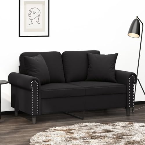 MOBCANT 2-Sitzer-Sofa mit Zierkissen Schwarz 120 cm Samt Sofabezug Couchgarnitur Polstergarnitur Schlafsofa für Büro Wohnung Schlafzimmer Wohnzimmer MOBCANT 2-Sitzer-Sofa mit Zierkissen Schwarz 120 cm Samt Sofabezug Couchgarnitur Polstergarnitur Schlafsofa für Büro Wohnung Schlafzimmer Wohnzimmer von MOBCANT