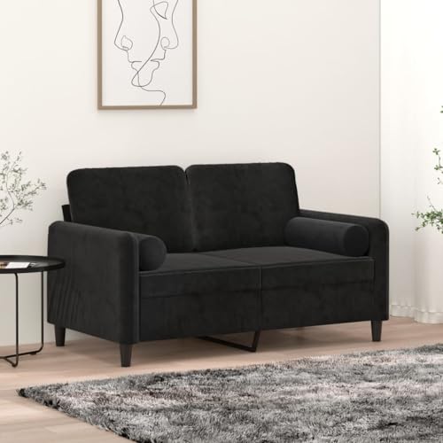 MOBCANT 2-Sitzer-Sofa mit Zierkissen Schwarz 120 cm Samt Sofagarnitur Couch Polstergarnitur Schlafsofa für Wohnung Hotel Empfangsraum Büro MOBCANT 2-Sitzer-Sofa mit Zierkissen Schwarz 120 cm Samt Sofagarnitur Couch Polstergarnitur Schlafsofa für Wohnung Hotel Empfangsraum Büro von MOBCANT