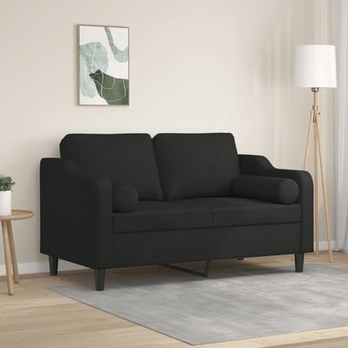 MOBCANT 2-Sitzer-Sofa mit Zierkissen Schwarz 120 cm Stoff Wohnlandschaft Couch Polstergarnitur Schlafcouch für Empfangsraum Schlafzimmer Hotel Wohnung MOBCANT 2-Sitzer-Sofa mit Zierkissen Schwarz 120 cm Stoff Wohnlandschaft Couch Polstergarnitur Schlafcouch für Empfangsraum Schlafzimmer Hotel Wohnung von MOBCANT