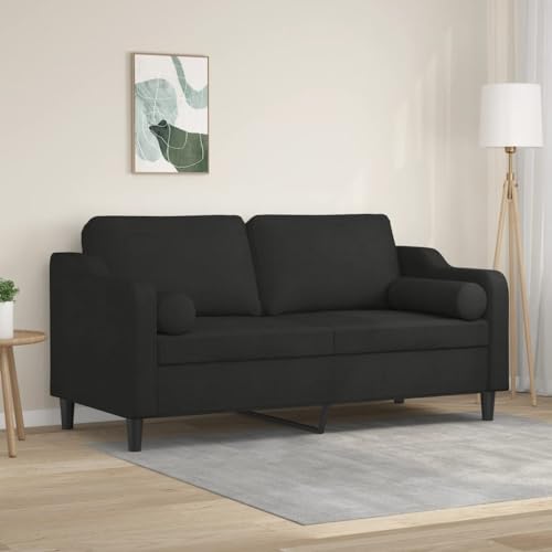 MOBCANT 2-Sitzer-Sofa mit Zierkissen Schwarz 140 cm Stoff Wohnlandschaft Couch Polstergarnitur Schlafcouch für Empfangsraum Schlafzimmer Hotel Wohnung MOBCANT 2-Sitzer-Sofa mit Zierkissen Schwarz 140 cm Stoff Wohnlandschaft Couch Polstergarnitur Schlafcouch für Empfangsraum Schlafzimmer Hotel Wohnung von MOBCANT