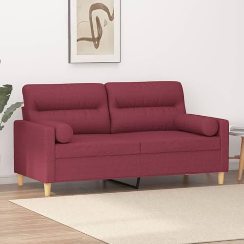 MOBCANT 2-Sitzer-Sofa mit Zierkissen Weinrot 140 cm Stoff Sofagarnitur Couch Modulares Sofa Sofabezug für Schlafzimmer Wohnzimmer Büro Wohnung MOBCANT 2-Sitzer-Sofa mit Zierkissen Weinrot 140 cm Stoff Sofagarnitur Couch Modulares Sofa Sofabezug für Schlafzimmer Wohnzimmer Büro Wohnung von MOBCANT