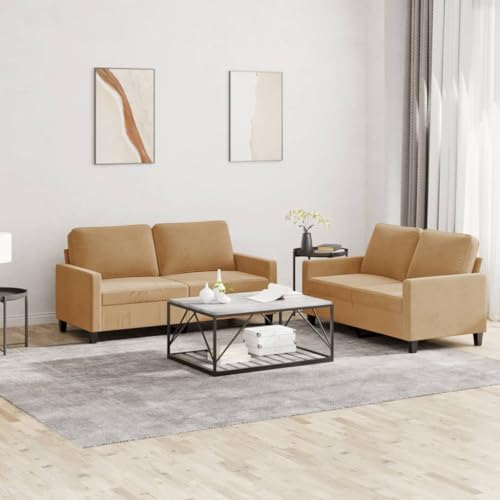 MOBCANT 2-TLG. Sofagarnitur mit Kissen Braun Samt Wohnlandschaft Couch Couchgarnitur Sofabezug für Wohnung Empfangsraum Schlafzimmer Hotel MOBCANT 2-TLG. Sofagarnitur mit Kissen Braun Samt Wohnlandschaft Couch Couchgarnitur Sofabezug für Wohnung Empfangsraum Schlafzimmer Hotel von MOBCANT
