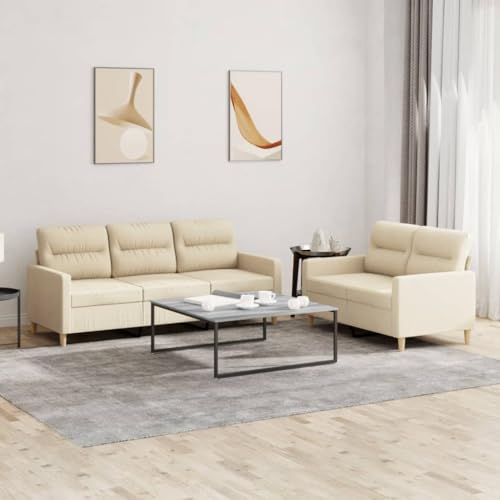 MOBCANT 2-TLG. Sofagarnitur mit Kissen Creme Stoff Sofabezug Couch Schlafcouch Schlafsofa für Wohnzimmer Büro Hotel Schlafzimmer MOBCANT 2-TLG. Sofagarnitur mit Kissen Creme Stoff Sofabezug Couch Schlafcouch Schlafsofa für Wohnzimmer Büro Hotel Schlafzimmer von MOBCANT