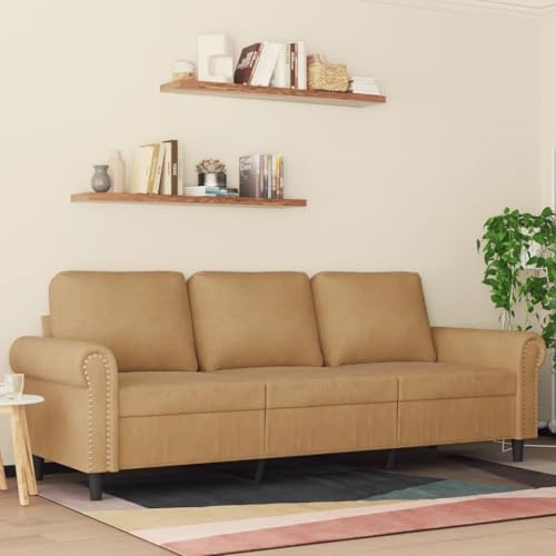 MOBCANT 3-Sitzer-Sofa Braun 180 cm Samt Wohnlandschaft Couch Couchgarnitur Schlafsofa für Wohnung Schlafzimmer Büro Empfangsraum von MOBCANT