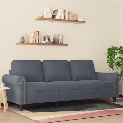 MOBCANT 3-Sitzer-Sofa Dunkelgrau 180 cm Samt Wohnlandschaft Couch Couchgarnitur Schlafsofa für Wohnung Schlafzimmer Büro Empfangsraum von MOBCANT